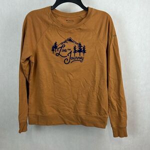 Columbia Fleece Sweatshirt Live the Journey Womens Sz Small Copper Long Sleeve S